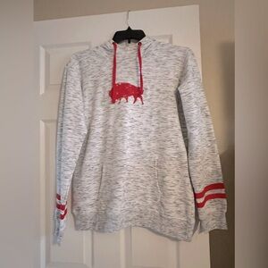 NWT J. America women’s hoodie with red Buffalo accents, in grey & white size XL